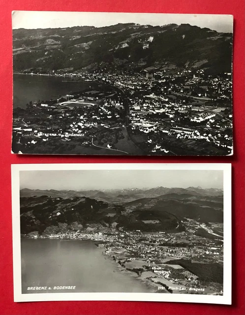 2 x Foto AK BREGENZ am Bodensee um 1955 Panorama Stadtansichten ( 90127