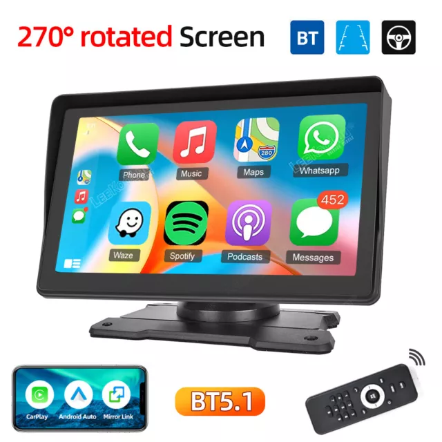 Portable Wireless Apple Carplay Android auto Car Stereo Radio Bluetooth FM USB