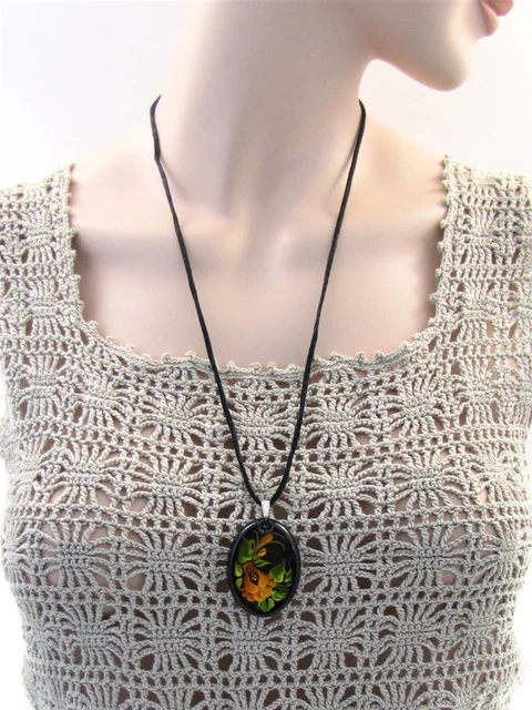 Collier Surfeur En Bois - Pendentif Planche De Surf Peint à La Main - Modèle HK30