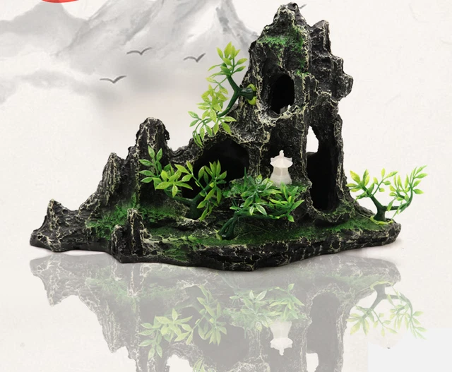 New Aquarium Fish Tank Ornament Decoration Mountain Hiding Fish Cave A