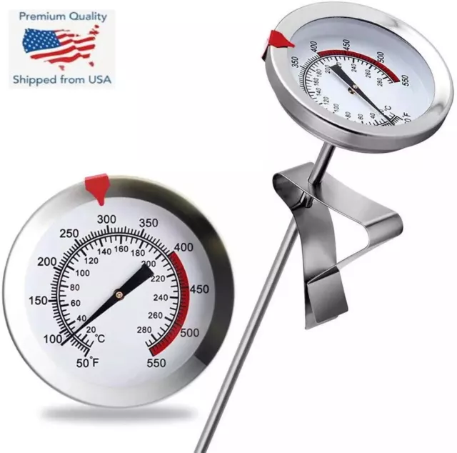 12" Meat Cooking Thermometer Stainless Steel Stem BBQ Grill Turkey Deep Fry