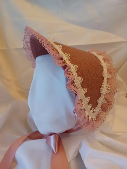 Lady's Civil War Reproduction Fanchon Pink  Half-Bonnet Dinner Bonnet