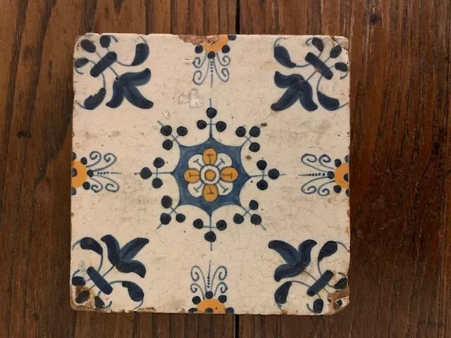 C.1600 Polychrome Harlem Delft Tile! 17th Century! Excellent! NR