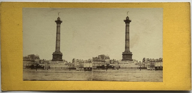 Frankreich Paris Platz Der Bastille c1865 Foto Stereo Albumin Vintage P78L1n