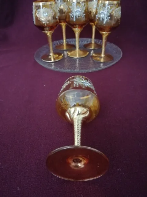 GLASS OF VENICE Set Of Six Murano Glass Wine Glasses 24K Gold Leaf - £ ...