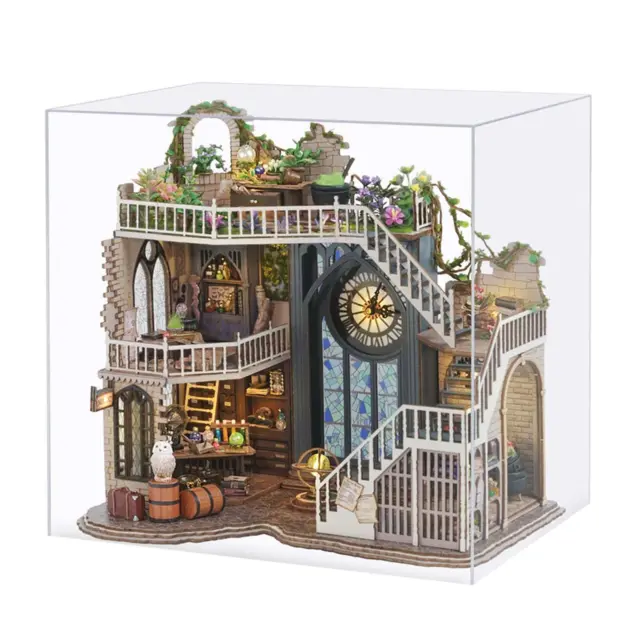 Wood Miniature Dollhouse Artwork Assembled Doll House Kits for Kids Adults