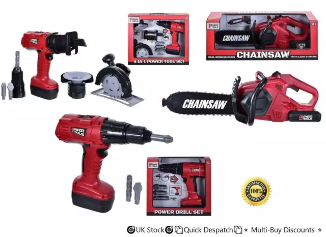 Toy Construction Kids Pretend Play Tool Box Set Drill Chainsaw Boys Workshop