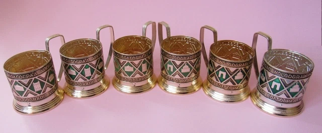 Lot de 2 supports de verre~l'URSS 1950's~podstakannik #22824