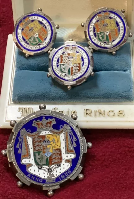 Antique Sterling Silver Enamel Coin Jewelry Lot Early 1800's RARE Set William IV