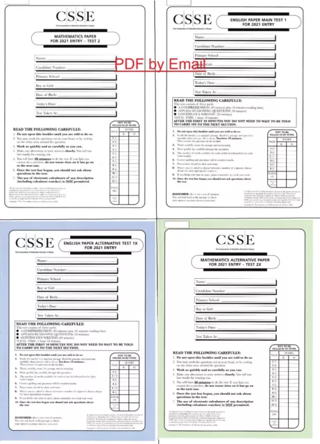 (4) Brand [NEW] CSSE 11+ Actual English + Maths 2021 Main Day + Monday Test PDF
