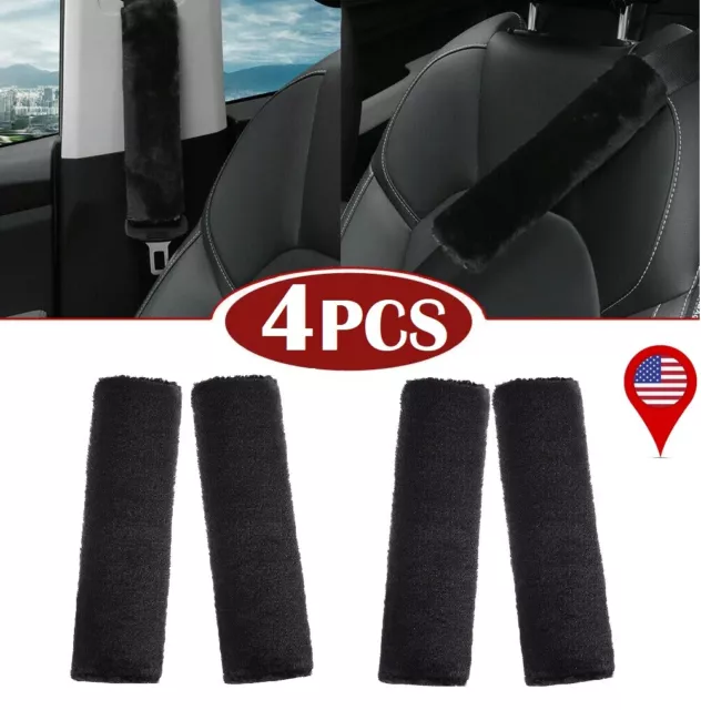 4 PACK Sheepskin Car Seat Belt Cover Wool Seatbelt Soft Auto Shoulder Pad Cover