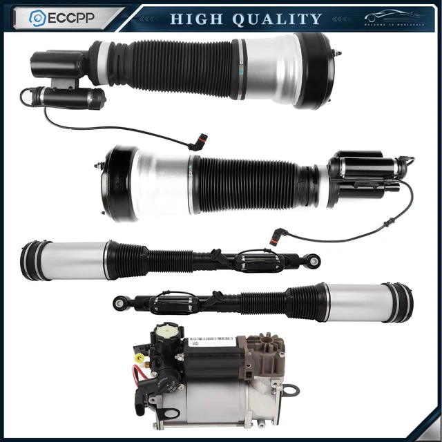 5PCS Front Rear Suspension Shock Air Compressor For Benz 4Matic W220 S430 S500