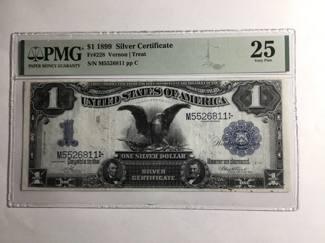 Fr.228 1899 $1 One Dollar Bill Silver Certificate "BLACK EAGLE" , PMG 25