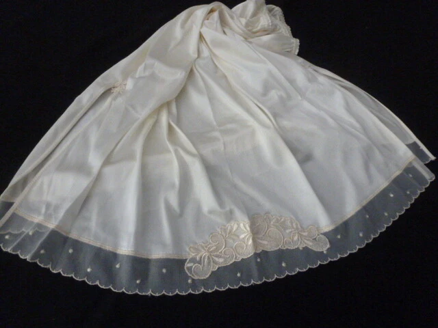 Jupon Vintage Dentelle Taille élastique 36/38/40, Crème, Longueur 44 Cm
