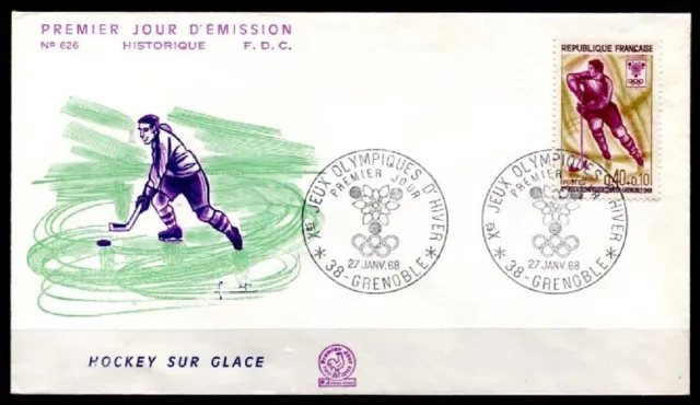 Eishockey. Olympische Winterspiele, Grenoble. FDC. Frankreich 1968