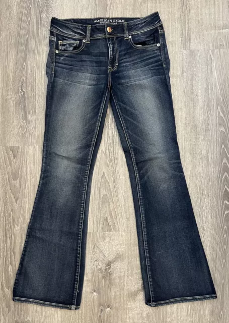 American Eagle Super Stretch Kick Boot Jeans Dark Wash Denim Women’s 10 Standard