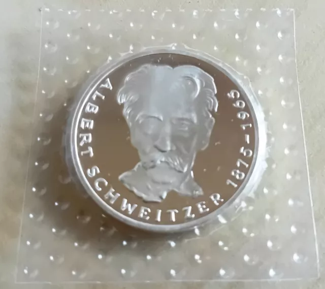 BRD 5 DM Gedenkmünze 1975 G - Albert Schweitzer - PP - 7 g. Feinsilber