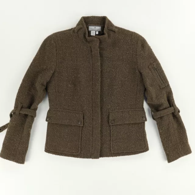 Peruvian Connection Alpaca Wool Blend Full Zip Jacket Brown Women's 4