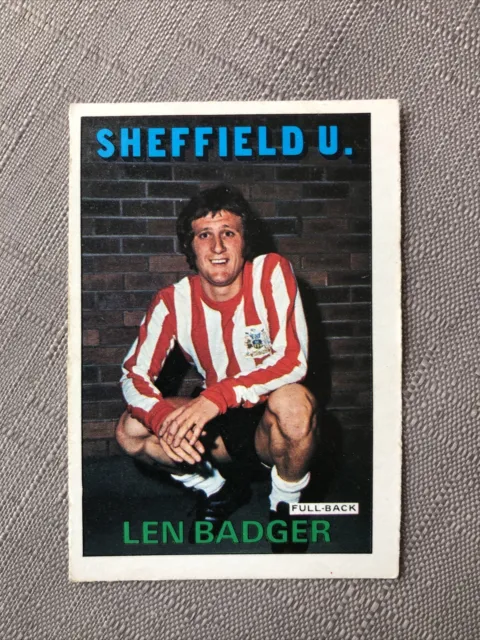A&BC Chewing Gum Football Card 1972/73 Orange Back LEN BADGER  Sheffield United