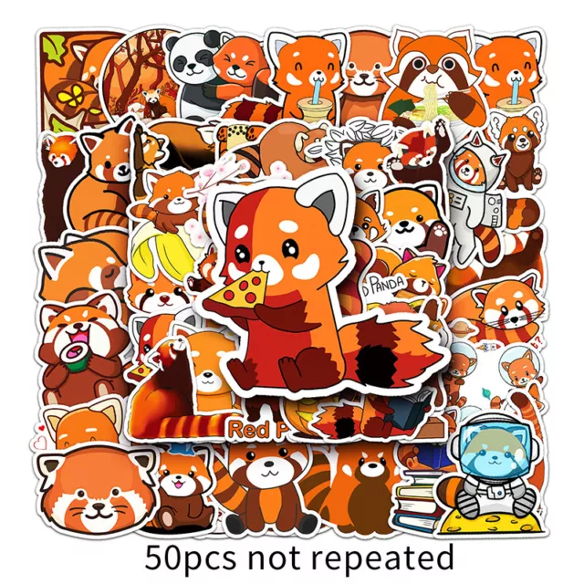 50pcs Red Panda Cartoon Animals Waterproof Decorative DIY Phone Graffiti Sticker