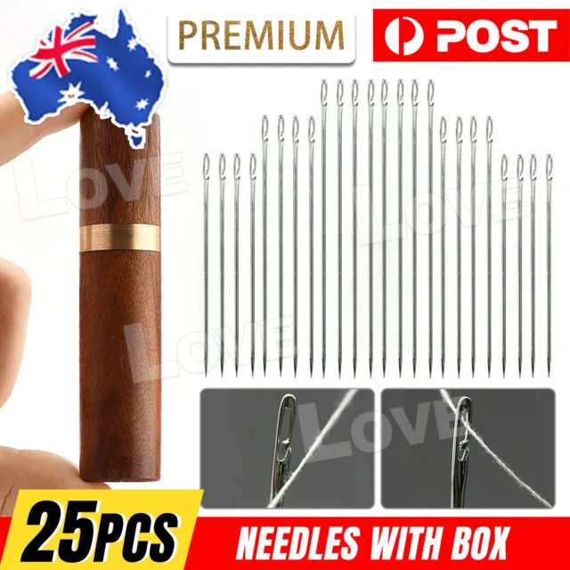 25PCS Stainless Steel Self-threading Needles Opening Sewing Darning Needles Set