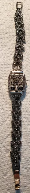 Vintage 90's "MARCASITE QUARTZ WATCH" by Lee Sands Covered Bracelet Watch