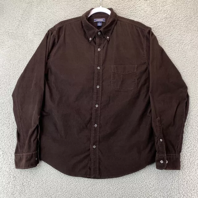 Lands End Adult Large Brown Corduroy Traditional Fit Button Down Shirt Mens