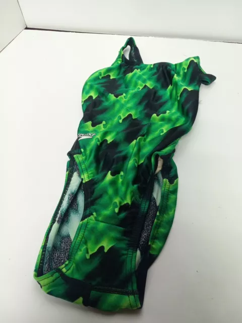 Speedo One Piece Swim Suit Swimsuit Green Black Youth Girls Sz 22