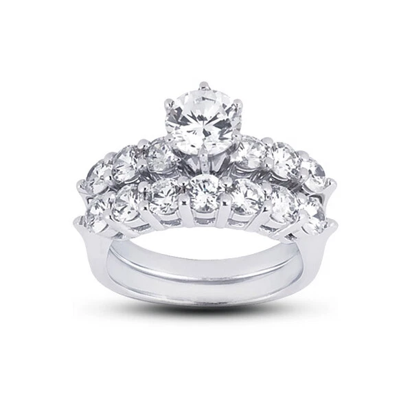 2.35ct E-VS2 Round Natural Certified Diamonds 14k  Classic Engagement Ring Set