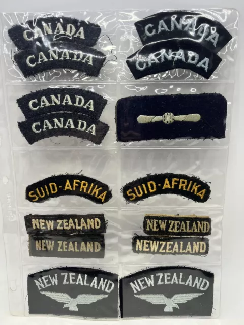 Lot of 15 WW2 WWII Canada-Suid-Afrika -New Zealand Military Patches