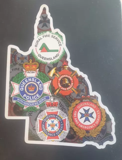 4 x Queensland Ambulance Rural Fire and Rescue Police Helmet Sticker QPOL ANGELS