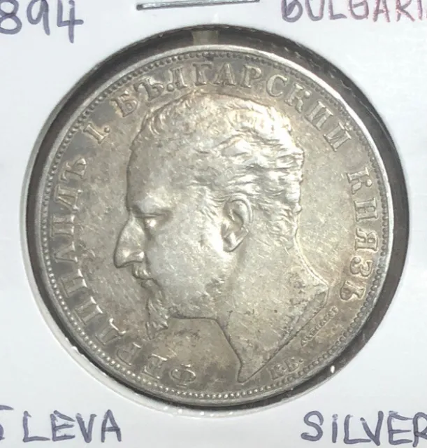 1894 KB BULGARIA 5 Five Leva Silver Coin-Ferdinand I-KM#18