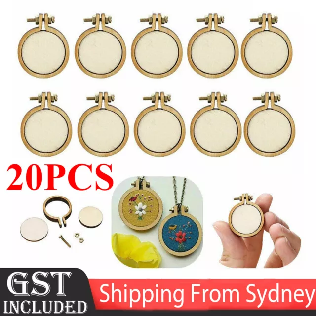 20 Packs Mini Embroidery Hoop Ring Wooden Cross Stitch Frame Kit For Hand Craft