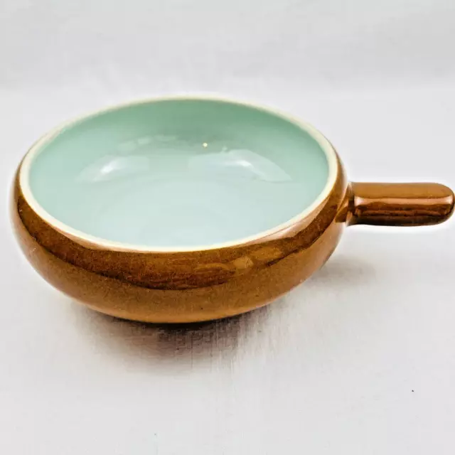 Vintage Large Martin Boyd Ramekin Bowl Australian Pottery Tan Brown & Mint Green 2