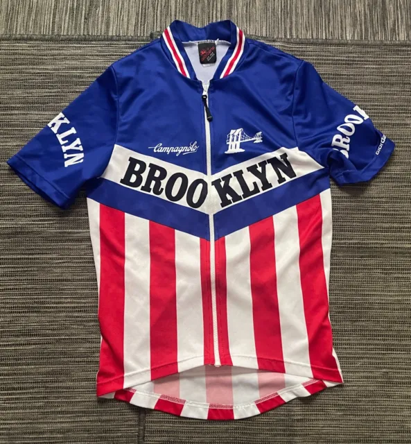 Giordana Full Zip Cycling Jersey Small Brooklyn Short Sleeve Red White Blue