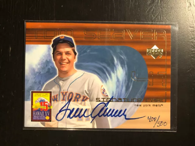 2000 UPPER DECK UD Hawaii Trade TOM SEAVER /500 Auto Mets On Card #TS HOF 2000 UPPER DECK UD Hawaii Trade TOM SEAVER /500 Auto Mets On Card #TS HOF