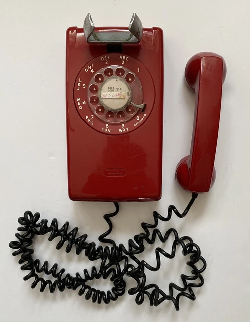 Vintage Retro Bell System Western Electric Red Rotary Wall Mount Telephone