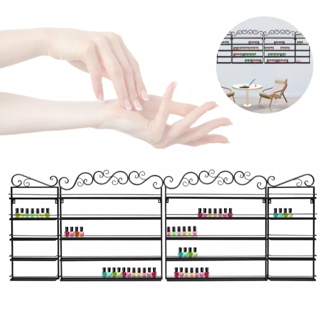 5-Tier Nail Polish Display Metal Rack Wall Mount Organizer Makeup Shelf Holder