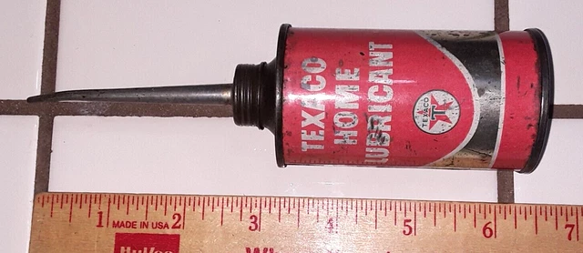 Vintage Original TEXACO HOME LUBRICANT OIL CAN Screw Spout  no reserve