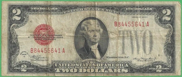 1928-C $2 Red Seal *Semi Key* United States Note Fr 1504 *Tough Date*