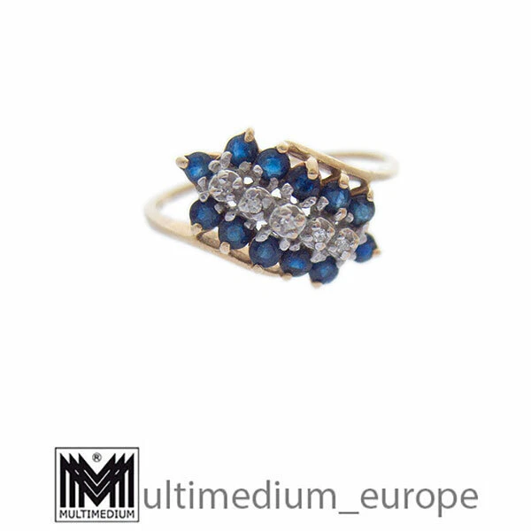 Anello da inserimento oro giallo 750 zaffiro diamante oro 18 carati zaffiro diamante