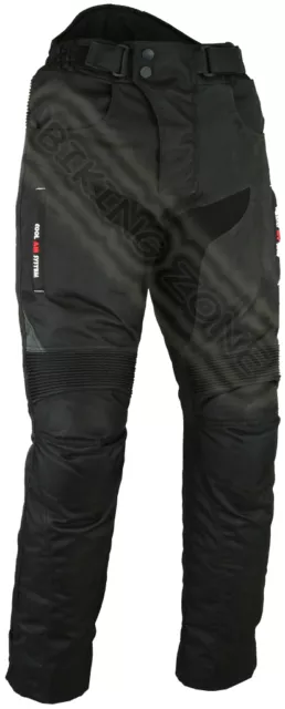 Mens Black Textile WATERPROOF CE ARMOURED Motorbike Motorcycle Trousers/ Pants