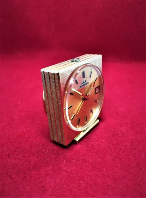 Old Vintage Superb Miniature APPELLA 7 Jewel SWISS Desk Alarm Clock and Box
