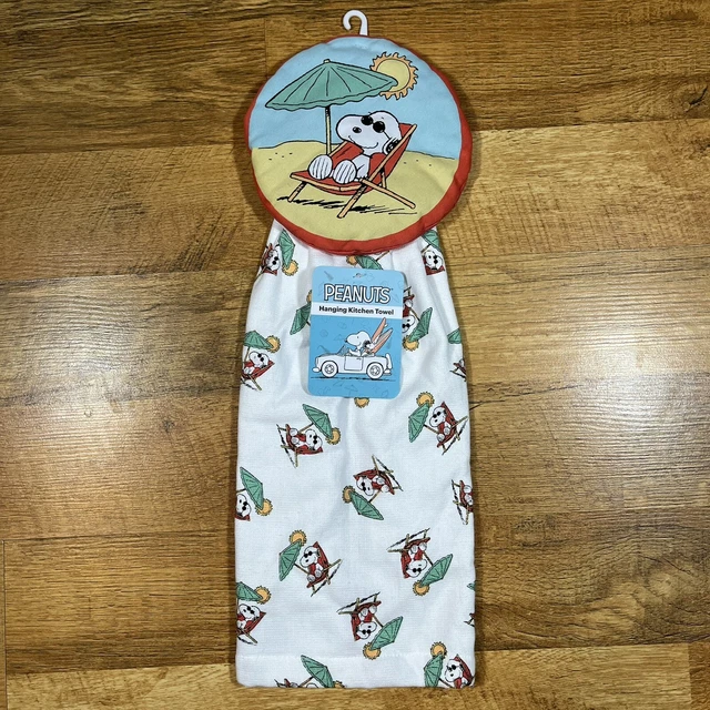 Paraguas Peanuts Snoopy Beach Día Arena Sol Océano Colgante Toalla de Mano Nuevo Con Etiquetas