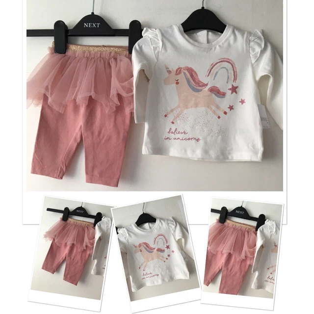 H&M baby girls new leggjngs & new Matalan unicorn top &George exc u gilet 3-6 m