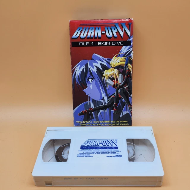 burn-up-w-file-1-skin-dive-vhs-anime-english-dub-rare-white-tape-90s
