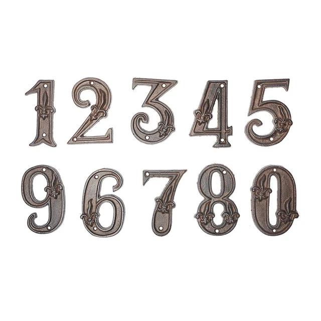Vintage Front Door Numbers Sign 0-9 Yard Shop Cafe Bar Mailbox Name Plaque Iron
