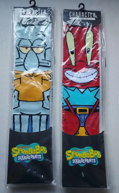 Mr. Krabs Squidward Bioworld SpongeBob SquarePants Socks Nickelodeon New Sealed