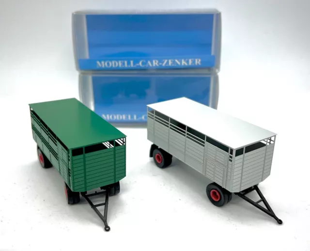 Modellcar Zenker,  2 Stück Viehtransportanhänger (Schweine/Rinder),IFA HL 51, HO