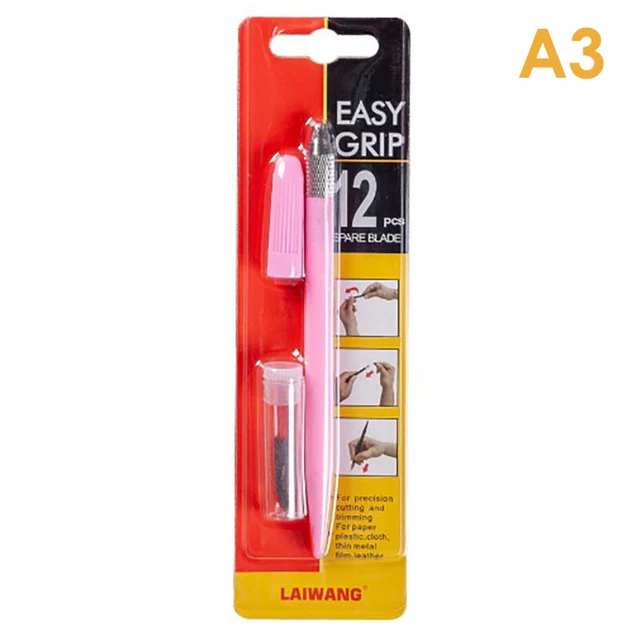 30° Art Utility Knife With 12Pcs Blade Set Handicraft Paper Cutter Pen Knives